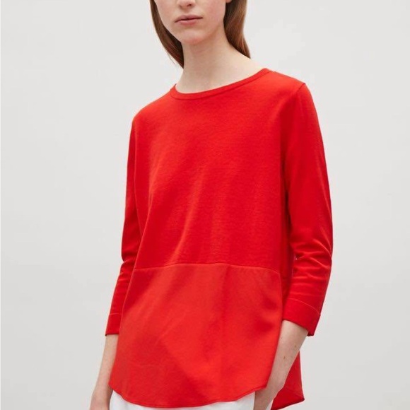 COS Red Silk Cotton Blouse - Picture 4 of 7